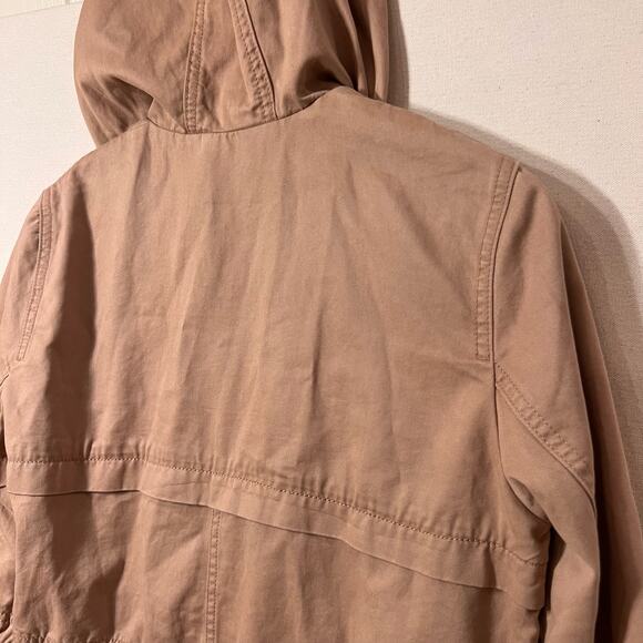 H&M Divided Dusty Pink Mauve Utility Jacket Lightweight Cotton Zip Front Hoodie - Picture 8 of 13